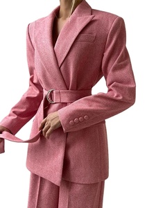 Elegant Solid Blazer Coats <b>Pants</b> 3 Pieces Sets <b>Women</b> Long Sleeve Belt Coat Fishbone Top High Waist Wide Trousers Lady Suits - Product Image 6