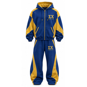 Ensemble de survêtement Sigma Chi bleu et or avec lettres grecques 1897, sweat à capuche et pantalon long, tenue décontractée - Product Image 2
