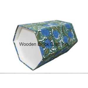 Cubo de papel decorativo hecho a mano con tapa abierta, impreso en PP, con envoltura de cartón y tela 100% algodón. - Product Image 6