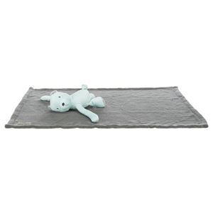 JUNIOR 75 X 50 cm Grey/Mint Plush <b>Bear</b> Pet <b>Blanket</b> Set Comfortable & Stylish Throw for Your Furry Friend - Product Image 1