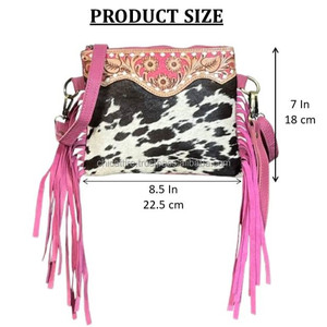 2026 Wholesale New Pattern Hand Tooled Cow Leather Women's Fringe Handbag Soft & Comfortable Zipper Closure Purse for Ladies - Product Image 2