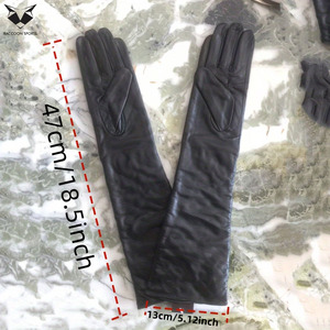 Fancy Quilted Black Leather <b>Gloves</b> Women <b>Long</b> Elbow Length Newest Pattern PU Leather Mittens Lady Winter Fashion <b>Gloves</b> - Product Image 6