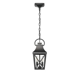 Lampadario a gabbia pendente da esterno nero a 2 luci per esterno in vetro trasparente per portico e struttura a soffitto (1 confezione) - Product Image 2