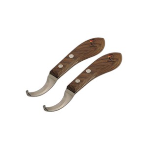 Couteau à sabots professionnel en forme de D avec manche ergonomique en bois – Outil de coupe de sabots pour chevaux - Product Image 1
