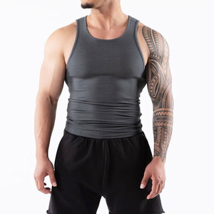 Débardeur côtelé uni pour homme, col rond, sans manches, respirant, tricoté, vêtements de sport décontractés - Product Image 3
