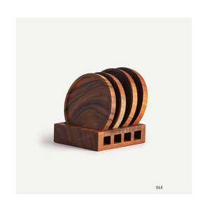 Handmade Solid Wood Coasters Rustic Eco-Friendly Country Style Customizable Logo Reusable Custom Size Multi-Purpose Use - Product Image 1