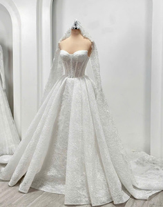 Vestido de Novia de Encaje de Lujo, Estilo Vintage, Corte en A, Largo hasta el Suelo, Alta Calidad, Nuevo, Talla Grande, Otoño TNBPno19TL - Product Image 3