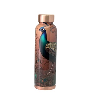 Gourde en cuivre durable avec motif floral, bouteille d'eau portable pour les voyages - Product Image 6