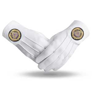 Gants en coton blanc avec logo brodé or - Product Image 1