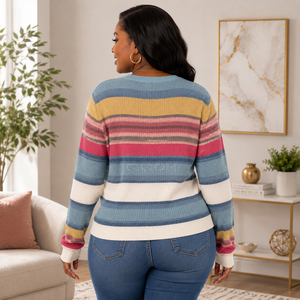 Cosh International Sorority Sisterhood Acrylic <b>Rainbow</b> Striped Knit Cardigan Autumn Vintage Long Sleeve Open Front <b>Sweater</b> - Product Image 4