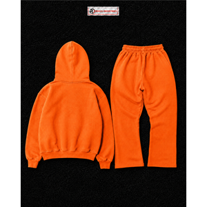 Premium <b>Orange</b> Oversized <b>Hoodie</b> Tracksuit Set Unisex Plain Pullover Sweatshirt Jogger Pants Casual Streetwear Sportswear Outfit - Product Image 6