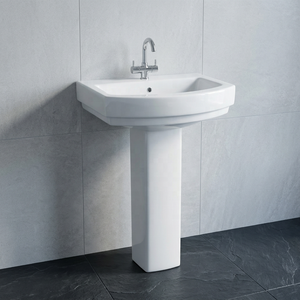 Lavabo rustique carré en céramique sur demi-pied avec options de couleur pour India Home Mall - Product Image 6