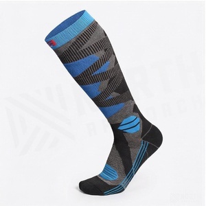 North Approach <b>Knee</b> <b>High</b> Running <b>Socks</b> Geometric Pattern Blue Breathable Adult Summer Sports <b>Socks</b> - Product Image 3