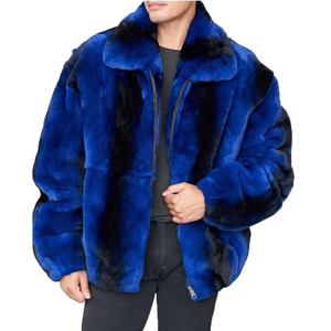 2026 New Design <b>Men's</b> Winter Fur <b>Jacket</b> Casual Fashion Real Rex Rabbit Fur Overcoat with <b>Long</b> Zipper Real Fur Coat Bomber Style - Product Image 5