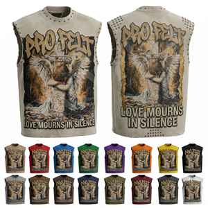 Fashionable Trendy Lightweight Stylish Sleeveless Tank Top Streetwear Punk Rock <b>Studded</b> Shoulder Summer Casual OEM ODM T <b>Shirts</b> - Product Image 1
