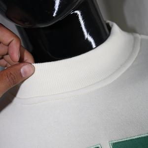 DEW CREAM <b>Mock</b> <b>Neck</b> Sweatshirt 100% GREEN Applique Embroidery wide <b>neck</b> Sweatshirt Finer Threads - Product Image 6