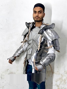 Armure complète médiévale de chevalier antique en acier gothique gaufré, avec gorget, tasset et protège-poignets pour cosplay et Halloween - Product Image 3