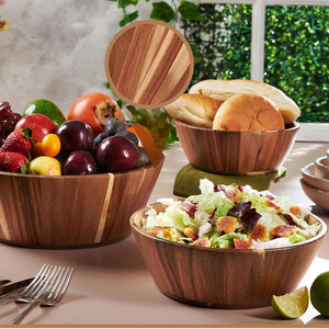 Juego de 3 cuencos de madera de acacia Premium, suministro al por mayor, cuencos de madera para servir ensaladas, frutas, dulces, aperitivos, mesa de cocina - Product Image 2