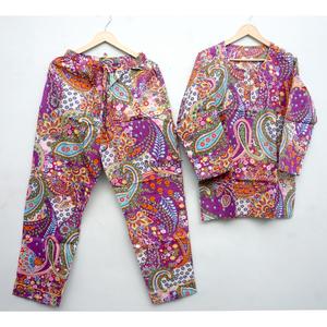 Conjunto de pijamas de algodón 100% con estampado floral para mujer, pijama de manga larga con cuello redondo, ropa de dormir informal para verano y primavera - Product Image 6