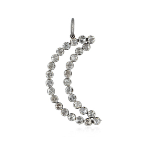 Colgante de Media Luna Celestial de Plata de Ley 925 con Rodio Negro y Diamantes, Proveedor Mayorista de Joyería, Bajo MOQ, Joyería Fina Hecha a Mano - Product Image 1