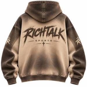Sweat-shirt à capuche oversize pour homme, style streetwear, en coton French Terry, avec poche et logo sur le devant, décontracté pour l'hiver - Product Image 2