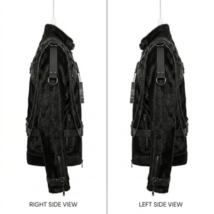 Chaqueta de Cuero Genuino con Peluche Personalizada para Hombre y Mujer, Fabricante Mayorista OEM ODM, Prenda Exterior Negra Estilo Steampunk Punk Gótico - Product Image 2