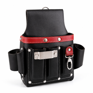 Heavy Duty Leather Tool Pouch | Multi Pocket Electrician Tool Holder | Belt Mounted Utility Pouch | OEM & Custom Logo - Product Image 1