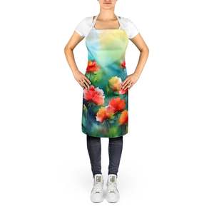 Ohio Scarlet claveles acuarela Unisex gran delantal Multicolor para cocinar jardinería-servidor de cocina para adultos mujeres hombres - Product Image 2