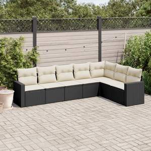 Set Divano da Giardino in Rattan PE Nero con Piedini Regolabili Grandi - Product Image 1