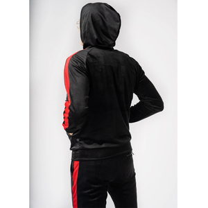 Ensemble de survêtement d'hiver pour homme en velours avec fermeture éclair, personnalisé, coupe ample, sweat à capuche et pantalon de jogging, doublure polaire respirante et écologique - Product Image 2