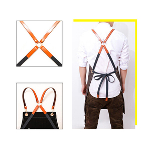 Tablier en jean à suspendre au cou avec sangle, lavable, style européen, pour cuisine, barbiers, barbecue et uniformes de serveurs - Tailles personnalisées, MOQ 50 pièces - Product Image 2