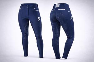 Wholesale Women's Equestrian Breeches High Waist Button Front Full Length Silicone Grip Lightweight Quick Dry Equine Custom Pant - Product Image 3
