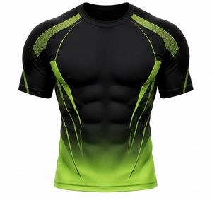 Camiseta Deportiva de Compresión para Hombre, Color Negro y Marrón, con Bloques de Color, Transpirable, de Manga Larga, Secado Rápido, Spandex, Poliéster - Product Image 3