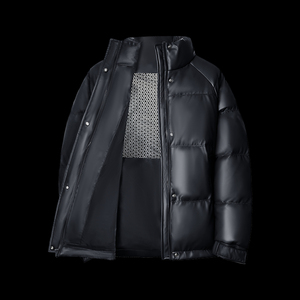 Polyester/Nylon Men's Custom Logo Embroidery Winter <b>White</b> Duck Puffer Heated Breathable <b>Waterproof</b> Windproof Hooded <b>Jackets</b> - Product Image 2