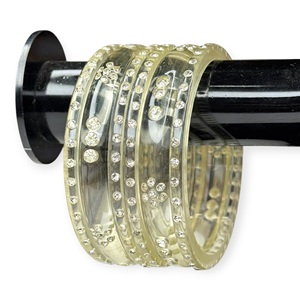 Premium <b>Clear</b> Acrylic Bangles Set with Crystal Stone Detailing Stylish Lightweight Daily Wear Jewellery Wholesale Price - Product Image 1