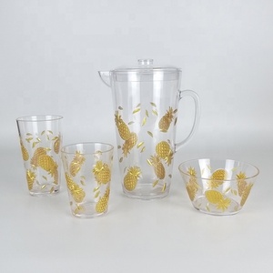 Tropical Pineapple Design Blue Color Plastic <b>Wine</b> Glass <b>Goblet</b> for Party - Product Image 4