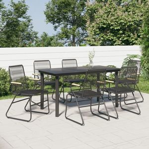 Set da Pranzo da Giardino Nero per 6 Persone, Arredamento Esterno Contemporaneo in Metallo Resistente alle Intemperie - Product Image 1