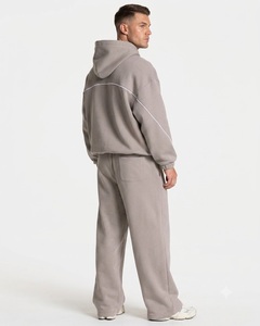 Ensemble de survêtement surdimensionné gris pierre pour homme, personnalisé OEM – Sweat à capuche en molleton de coton de qualité supérieure et pantalon de survêtement à jambes larges - Product Image 2