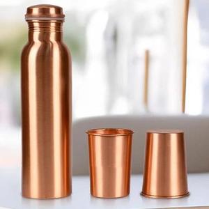 <b>Copper</b> <b>Water</b> <b>Bottle</b> and Cup Set Hammered Modern Design Eco-Friendly Large Capacity Portable Business Gift - Product Image 3