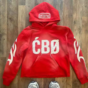 Ropa Deportiva Personalizada, Sudadera con Capucha para Hombre, Invierno, Blanca, Lavado Ácido, Estampada, 100% Algodón, con Cordón, Mangas Largas, Traje Deportivo para Correr - Product Image 1