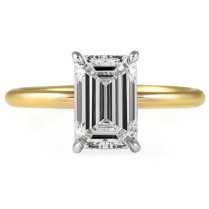 Custom 2.1ct Emerald Cut Lab Diamond <b>Ring</b> IGI Certificated 14K Gold Two Tone <b>Plain</b> Band Solitaire <b>Ring</b> Jewelry Manufacturer - Product Image 1