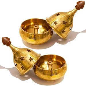 Diya de latón con recortes de estrellas, resistente al calor, decoración para el hogar - Product Image 4