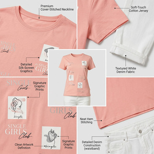 T-shirt rose à col rond, grande taille, motif uni, vêtements décontractés pour femmes, automne, coton/fibre de bambou, écologique, respirant, séchage rapide - Product Image 5