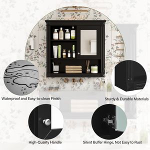 Armoire de salle de bain murale de 32 pouces avec 4 étagères et porte miroir, rangement pour toilettes et armoire à pharmacie - Product Image 5