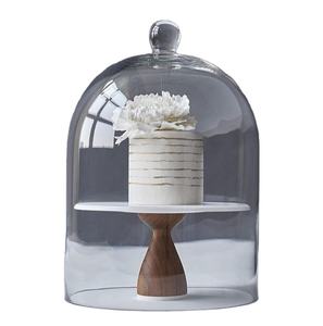 Extra tall <b>glass</b> <b>cake</b> <b>dome</b> <b>with</b> wooden pedestal <b>stand</b> premium dessert display for bakery events table decor new style <b>cake</b> <b>stand</b> - Product Image 1