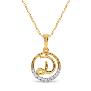 Collier pendentif en or avec lettre initiale suspendue et cercle de diamants - Product Image 2