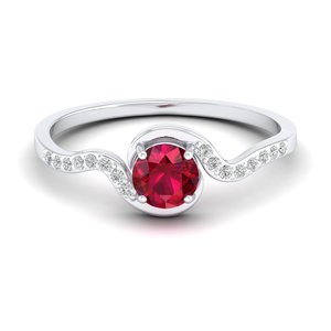 Bague solitaire REYES en or 14 carats certifiée IGI avec diamant et rubis pour femme, prix de gros, bijoux fins minimalistes - Product Image 1