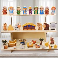 Ensemble de jouets de crèche de Noël en bois, figurines Montessori en bois, histoire religieuse, jouet éducatif, vente en gros