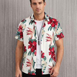 Men's Floral Printed Hawaiian Shirt Short Sleeve Turn-<b>down</b> Collar Summer Vacation Wear Poplin Fabric Casual Quick Dry Breathable - Product Image 3