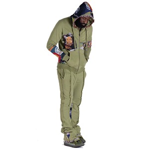 Streetwear Custom High Quality <b>Embroidery</b> Printed Zip up Hoodie Sweatsuit Flared Jogger Sweatpants and Distressed Hoodie <b>Set</b> for - Product Image 2